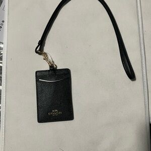 Coach Black Textured Laniard Card Holder